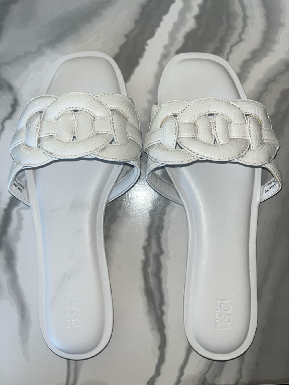 White Braided Slide Sandals by Nunn Bush